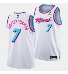 Men Miami Heat 7 Giannis Antetokounmpo White 2026 Original Vice Swingman Stitched Basketball Jersey Men Miami Heat 7 Giannis Antetokounmpo White 2026 Original Vice Swingman Stitched Basketball Jersey