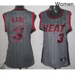 Womens Adidas Miami Heat 3 Dwyane Wade Swingman Grey Static Fashion NBA Jersey