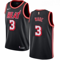 Womens Nike Miami Heat 3 Dwyane Wade Authentic Black Black Fashion Hardwood Classics NBA Jersey