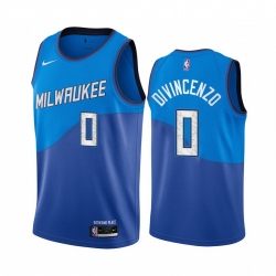 Men Nike Milwaukee Bucks 0 Donte Divincenzo Blue NBA Swingman 2020 21 City Edition Jersey