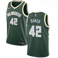 Mens Nike Milwaukee Bucks 42 Vin Baker Swingman Green Road NBA Jersey Icon Edition