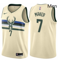 Mens Nike Milwaukee Bucks 7 Thon Maker Swingman Cream NBA Jersey City Edition 