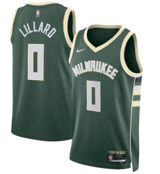 Milwaukee Bucks #0 Damian Lillard Green Jersey