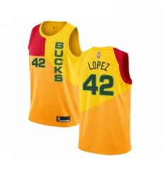 Womens Milwaukee Bucks 42 Robin Lopez Swingman Yellow Basketball Jersey City Edition 