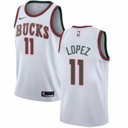 Womens Nike Milwaukee Bucks 11 Brook Lopez Swingman White Fashion Hardwood Classics NBA Jersey 