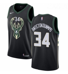 Womens Nike Milwaukee Bucks 34 Giannis Antetokounmpo Swingman Black Alternate NBA Jersey Statement Edition