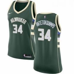 Womens Nike Milwaukee Bucks 34 Giannis Antetokounmpo Swingman Green Road NBA Jersey Icon Edition