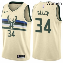 Womens Nike Milwaukee Bucks 34 Ray Allen Swingman Cream NBA Jersey City Edition