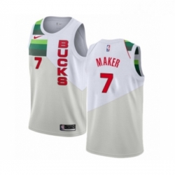 Womens Nike Milwaukee Bucks 7 Thon Maker White Swingman Jersey Earned Edition 