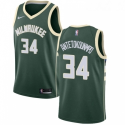 Youth Nike Milwaukee Bucks 34 Giannis Antetokounmpo Swingman Green Road NBA Jersey Icon Edition