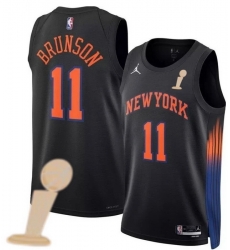 Men New Yok Knicks 11 Jalen Brunson Black 2026 Champions Patch City Edition Stitched Basketball Jersey Men New Yok Knicks 11 Jalen Brunson Black 2026 Champions Patch City Edition Stitched Basketball Jersey