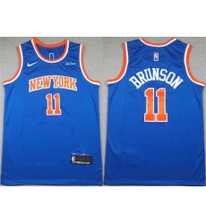 Men New Yok Knicks  11 Jalen Brunson Blue Icon Edition Edition Stitched Basketball Jersey