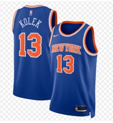 Men New Yok Knicks 13 Tyler Kolek Towns Blue Icon Edition Edition Stitched Basketball Jersey