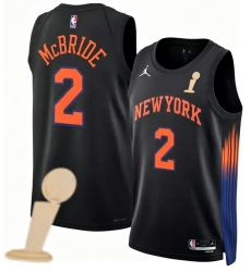 Men New Yok Knicks 2 Miles McBride Black 2026 Champions Patch City Edition Stitched Basketball Jersey Men New Yok Knicks 2 Miles McBride Black 2026 Champions Patch City Edition Stitched Basketball Jersey