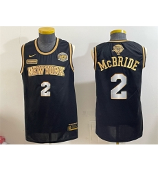 Men New Yok Knicks  2 Miles McBride Black Gold 2026 Finals   Eastern Conference Champions Patch Stitched Jersey