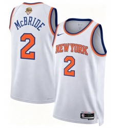 Men New Yok Knicks 2 Miles McBride White 2026 Finals Patch Icon Edition Stitched Basketball Jersey