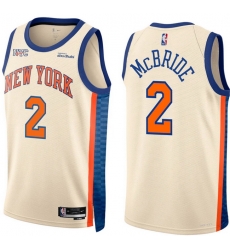 Men New Yok Knicks 2 Miles McBride White Cream City Edition Stitched Basketball Jersey