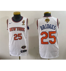 Men New Yok Knicks 25 Mikal Bridges White 2026 Finals Champions Patch Statement Edition Stitched Jersey Men New Yok Knicks 25 Mikal Bridges White 2026 Finals Champions Patch Statement Edition Stitched Jersey