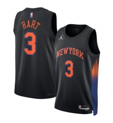 Men New Yok Knicks 3 Josh Hart Black 2025 Statement Edition Stitched Basketball Jersey Men New Yok Knicks 3 Josh Hart Black 2025 Statement Edition Stitched Basketball Jersey