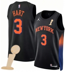 Men New Yok Knicks 3 Josh Hart Black 2026 Champions Patch City Edition Stitched Basketball Jersey Men New Yok Knicks 3 Josh Hart Black 2026 Champions Patch City Edition Stitched Basketball Jersey