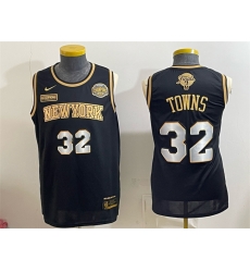 Men New Yok Knicks 32 Karl Anthony Towns Black Gold 2026 Finals Eastern Conference Champions Patch Stitched Jersey Men New Yok Knicks 32 Karl Anthony Towns Black Gold 2026 Finals Eastern Conference Champions Patch Stitched Jersey