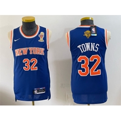 Men New Yok Knicks  32 Karl Anthony Towns Blue 2026 Finals Patch   Finals Champions Patch Stitched Jersey