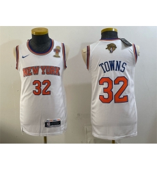 Men New Yok Knicks 32 Karl Anthony Towns White 2026 Finals Patch Finals Champions Patch Stitched Jersey Men New Yok Knicks 32 Karl Anthony Towns White 2026 Finals Patch Finals Champions Patch Stitched Jersey