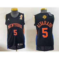 Men New Yok Knicks  5 Jose Alvarado Black 2026 Finals Champions Patch Statement Edition Stitched Jersey