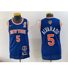 Men New Yok Knicks 5 Jose Alvarado Blue 2026 Finals Champions Patch Statement Edition Stitched Jersey Men New Yok Knicks 5 Jose Alvarado Blue 2026 Finals Champions Patch Statement Edition Stitched Jersey
