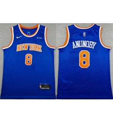 Men New Yok Knicks  8 OG Anunoby Blue Icon Edition Edition Stitched Basketball Jersey