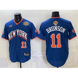 Men New York Knicks  11 Jalen Brunson Royal 2026 Finals   Eastern Conference Champions Patch Stitched Baseball Jersey