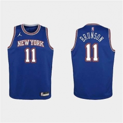 Men New York Knicks 2021 22 Jalen Brunson City Edition Blue Jersey