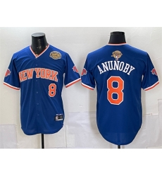 Men New York Knicks 8 OG Anunoby Royal 2026 Finals Eastern Conference Champions Patch Stitched Baseball Jersey Men New York Knicks 8 OG Anunoby Royal 2026 Finals Eastern Conference Champions Patch Stitched Baseball Jersey