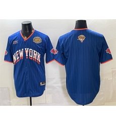 Men New York Knicks Blank Royal 2026 Finals Eastern Conference Champions Patch Stitched Baseball Jersey Men New York Knicks Blank Royal 2026 Finals Eastern Conference Champions Patch Stitched Baseball Jersey