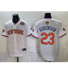 Men New York Knicks  Mitchell Robinson White 2026 Finals   Eastern Conference Champions Patch Stitched Baseball Jersey