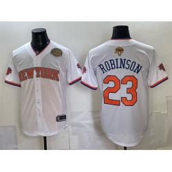 Men New York Knicks  Mitchell Robinson White 2026 Finals   Eastern Conference Champions Patch Stitched Baseball Jersey