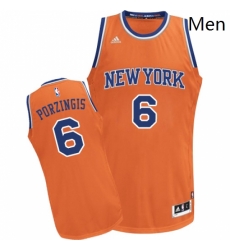 Mens Adidas New York Knicks 6 Kristaps Porzingis Swingman Orange Alternate NBA Jersey 