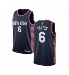 Mens New York Knicks 6 Elfrid Payton Authentic Navy Blue Basketball Jersey 2018 19 City Editi