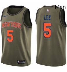 Mens Nike New York Knicks 5 Courtney Lee Swingman Green Salute to Service NBA Jersey