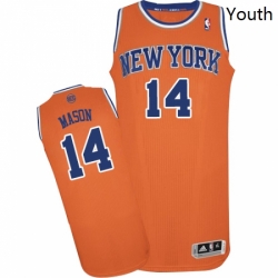 Youth Adidas New York Knicks 14 Anthony Mason Authentic Orange Alternate NBA Jersey