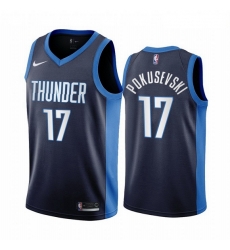 Men Oklahoma City Thunder 17 Aleksej Pokusevski Navy NBA Swingman 2020 21 Earned Edition J