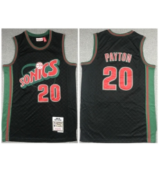 Men Oklahoma City Thunder 20 Gary Payton Black 1995 96 Throwback SuperSonics Stitched Jersey