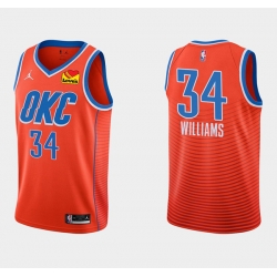 Men Oklahoma City Thunder 34 Kenrich Williams Orange Stitched Basketball Jersey