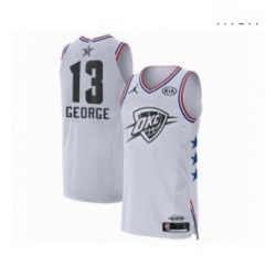 Mens Jordan Oklahoma City Thunder 13 Paul George Authentic White 2019 All Star Game Basketball Jersey 