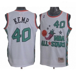 Mens Mitchell and Ness Oklahoma City Thunder 40 Shawn Kemp Authentic White 1996 All Star Throwback NBA Jersey