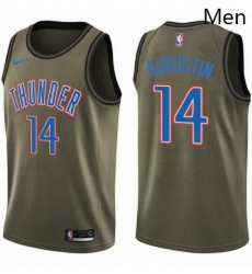 Mens Nike Oklahoma City Thunder 14 DJ Augustin Swingman Green Salute to Service NBA Jersey