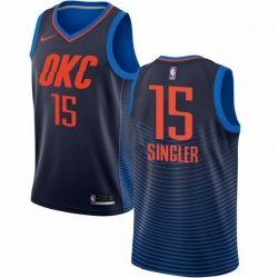 Mens Nike Oklahoma City Thunder 15 Kyle Singler Authentic Navy Blue NBA Jersey Statement Edition
