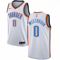 Youth Nike Oklahoma City Thunder 0 Russell Westbrook Authentic White Home NBA Jersey Association Edition