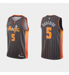 Men Orlando Magic 5 Paolo Banchero 2021 22 City Edition Black 75th Anniversary Stitched Basketball Jersey