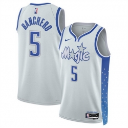 Men Orlando Magic 5 Paolo Banchero Silver 2025 26 City Edition Stitched Basketball Jersey